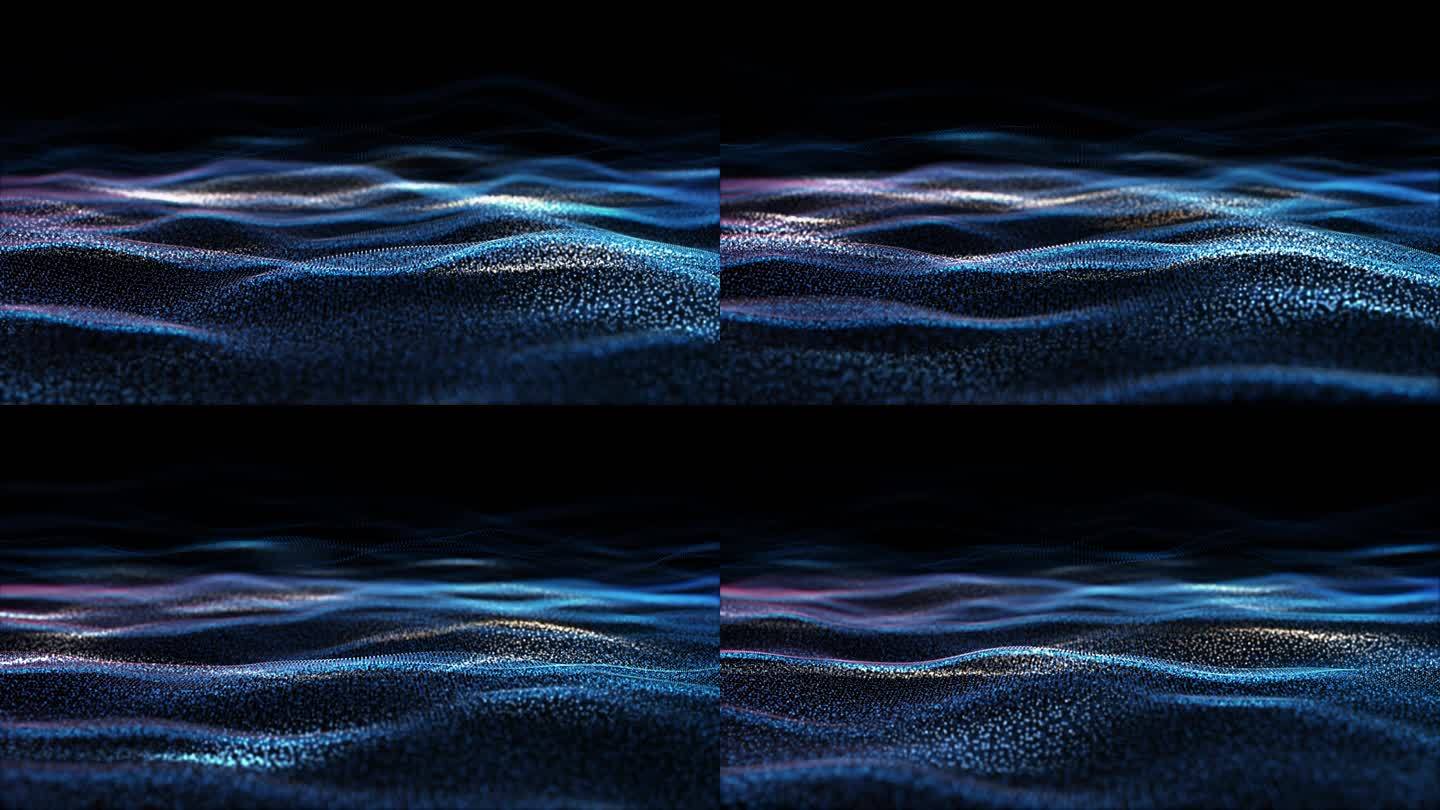 蓝粒子海洋波纹背景（循环）