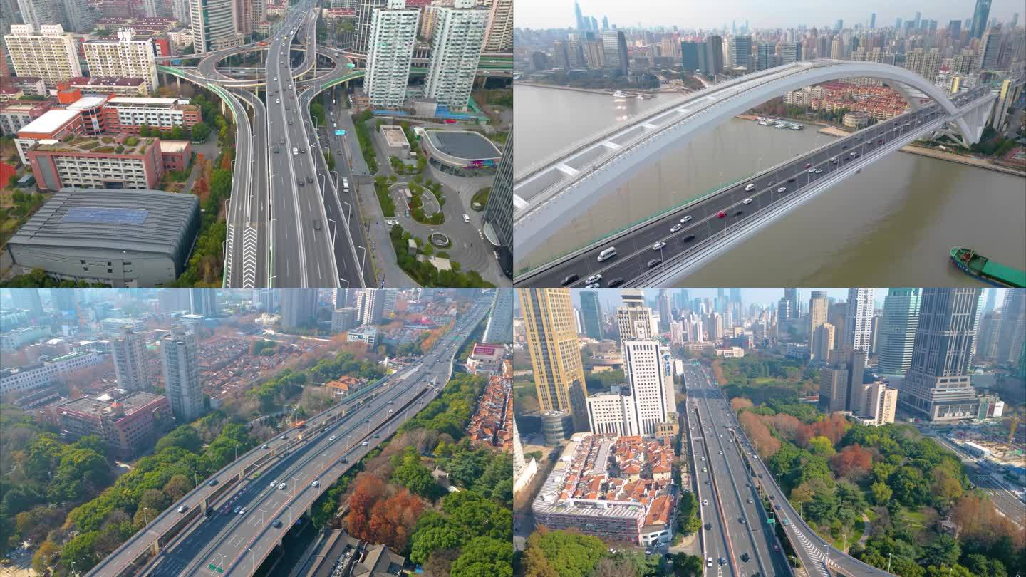 上海黄浦区延安东路立交桥车流延时城市风景