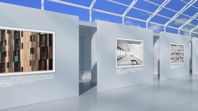 4K简洁展厅美术展图片展示AE+C4D