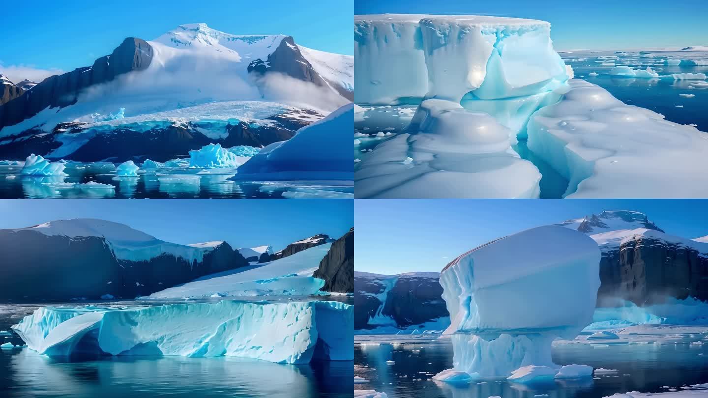 南极冰川冰块冰雪融化