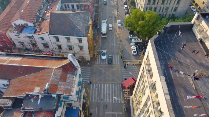 上海黄浦区外滩金陵东路航拍街道街头街景风