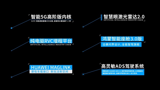 科技商务简洁字幕条呼出信息指示动画（蓝）