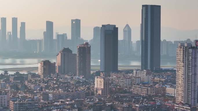 江西南昌东湖区航拍城市风景风光高楼大厦摩