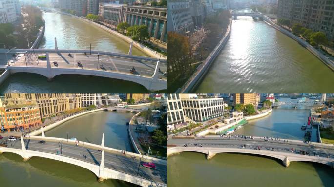 上海外滩乍浦路桥苏州河游船风景视频素材