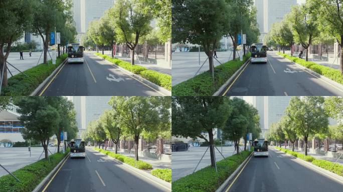 4K航拍深圳光明区新能源公交巴士追光巴士