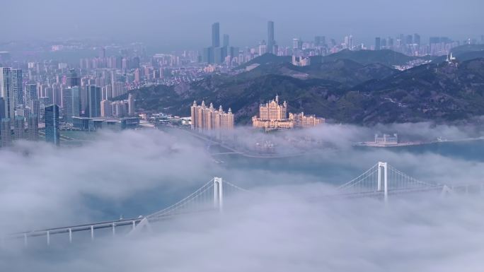 城市平流雾航拍