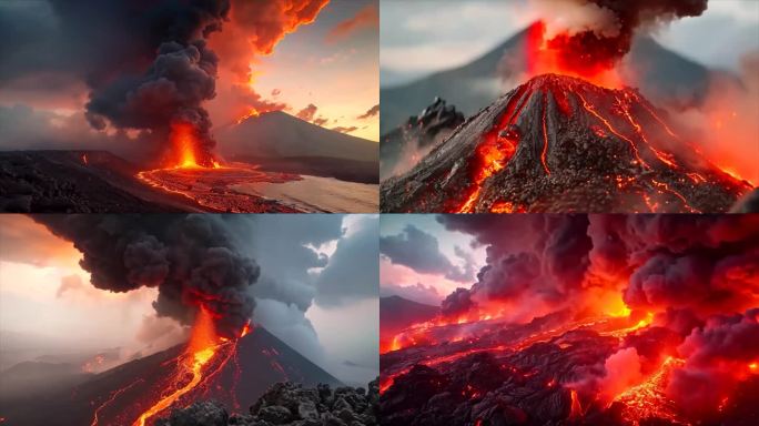 末日活火山爆发喷发岩浆自然灾害ai素材原