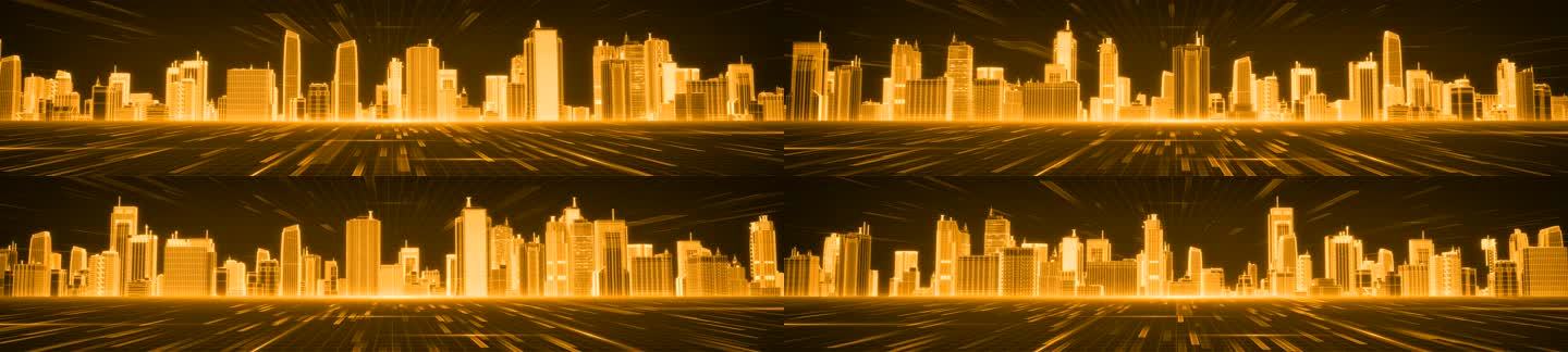 8k科技金色城市发布会kv大屏背景