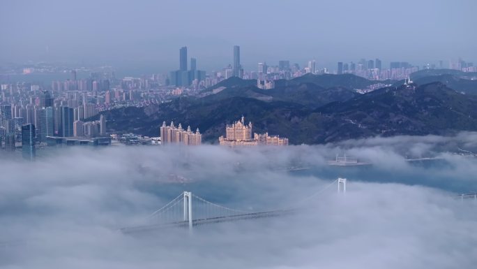 大连平流雾航拍