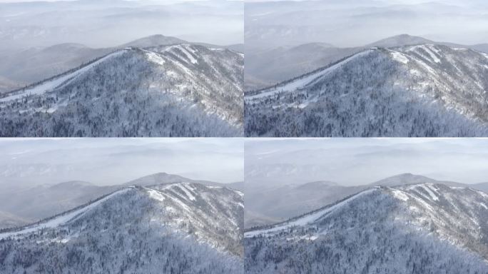 航拍黑龙江亚布力滑雪场雪景林海风光