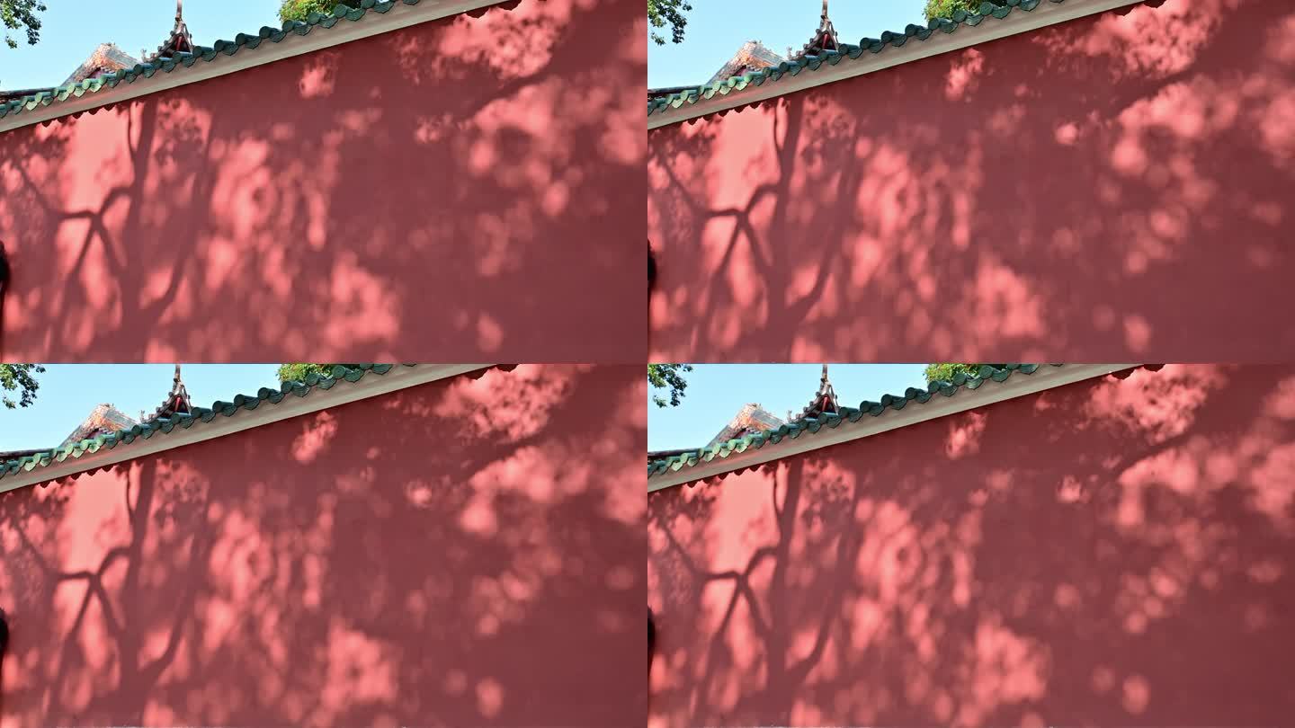 复古红墙树影背景