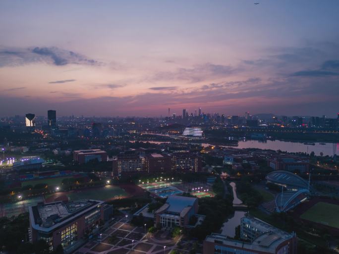 广州大学城生物岛日落夜景延时