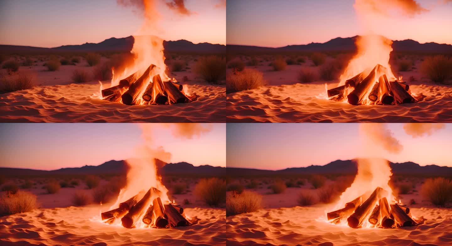 火焰，沙漠 篝火 燃烧1