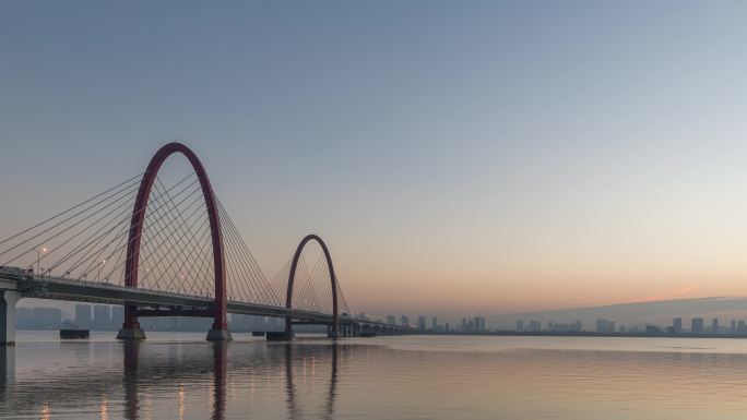 杭州钱塘江之江大桥夜转日日出延时4K
