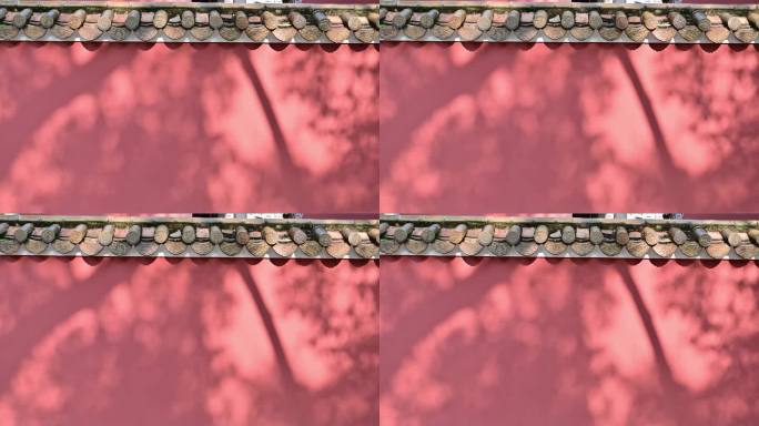 复古红墙树影背景