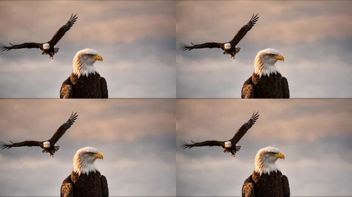 一只张开翅膀的棕色老鹰