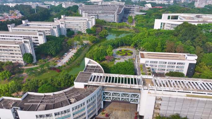 华南师范大学广州校区航拍大学城校园风景风