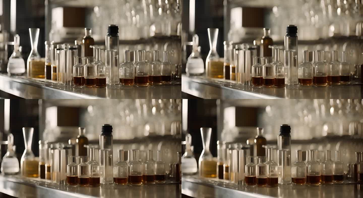 科学家在实验室里混合并倒入化学物质