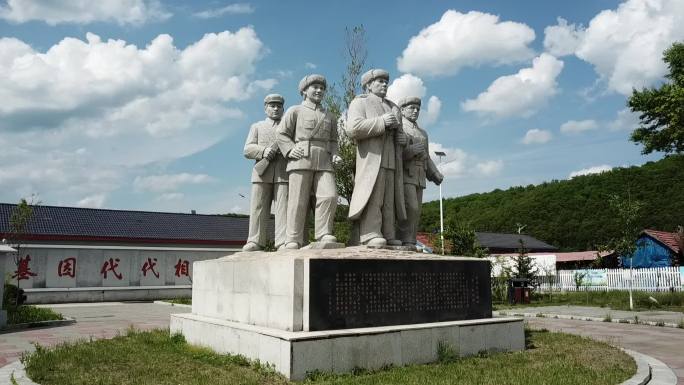 抗日英雄 纪念馆 雕像 航拍