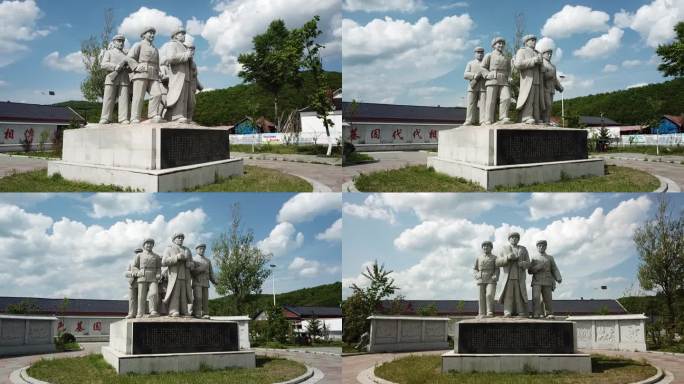 抗日英雄 纪念馆 雕像 航拍