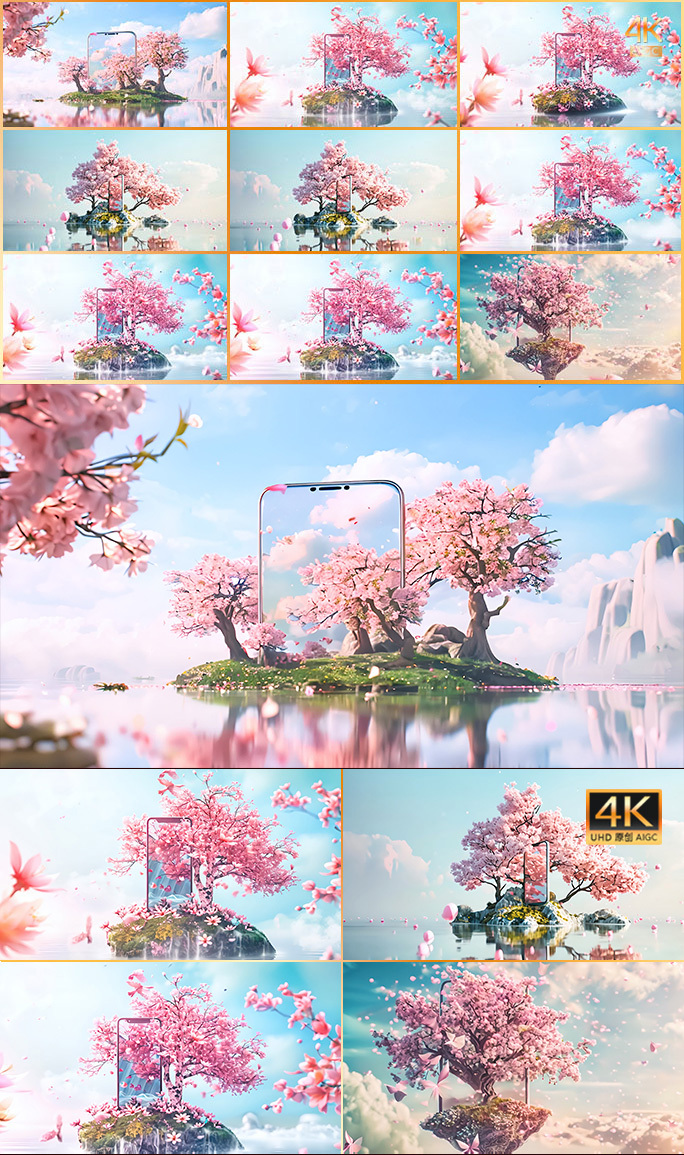 梦幻手机唯美广告宣传片 唯美樱花岛屏幕
