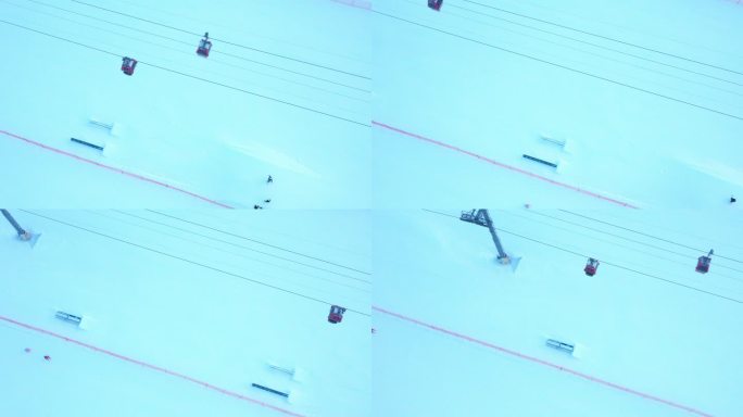 航拍黑龙江亚布力滑雪场雪景缆车风光