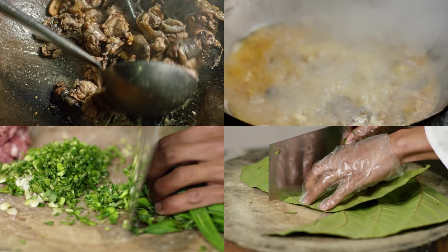 美食料理炒菜烹饪切菜炒鸡鸡汤