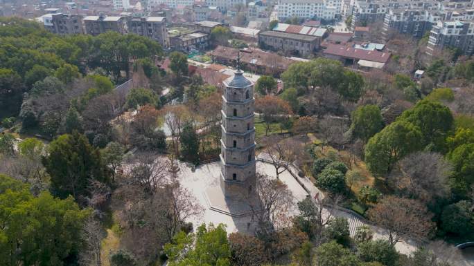 航拍-城市公园风景-京山市文峰公园