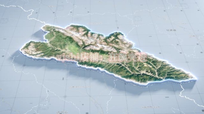 门源县地图云中俯冲干净简约亮色三维区位