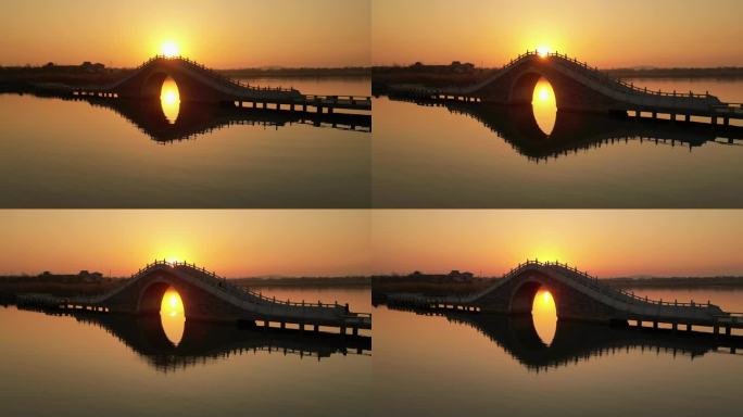 日落桥洞的延时摄影