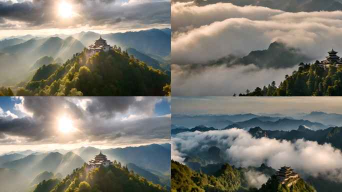 4K四川峨眉山山峰云海