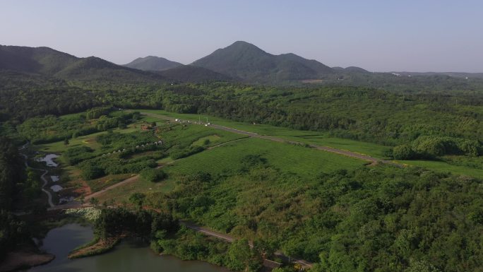 溧阳1号公路神女之心茶场水库丫髻山航拍