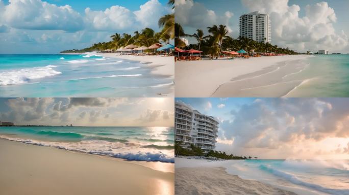 墨西哥沙滩航拍：热带天堂的全景美景