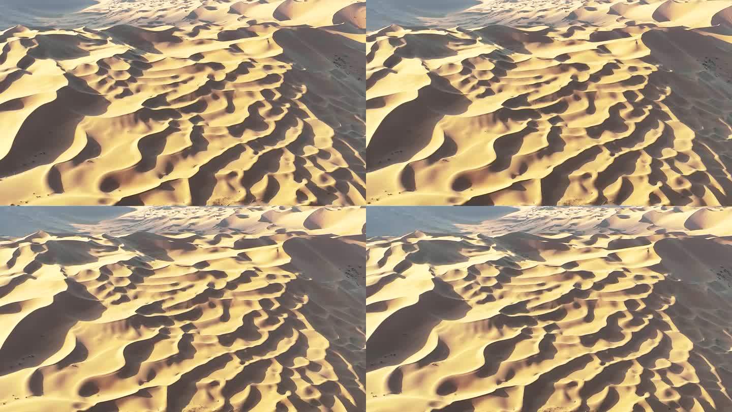 航拍内蒙古一望无际的沙漠沙丘无人区