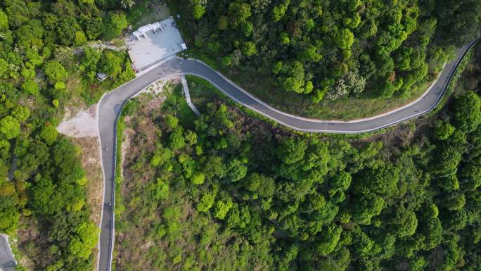 航拍深圳阳台山盘山公路