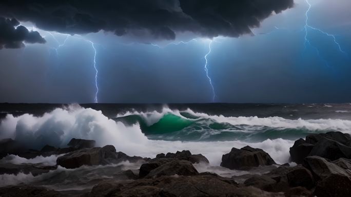 海上打雷狂风暴雨