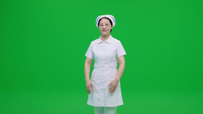 护士微笑绿背景