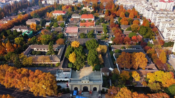 4k航拍南京总统府秋景