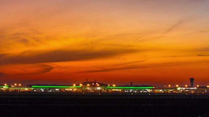 长沙黄花机场夕阳