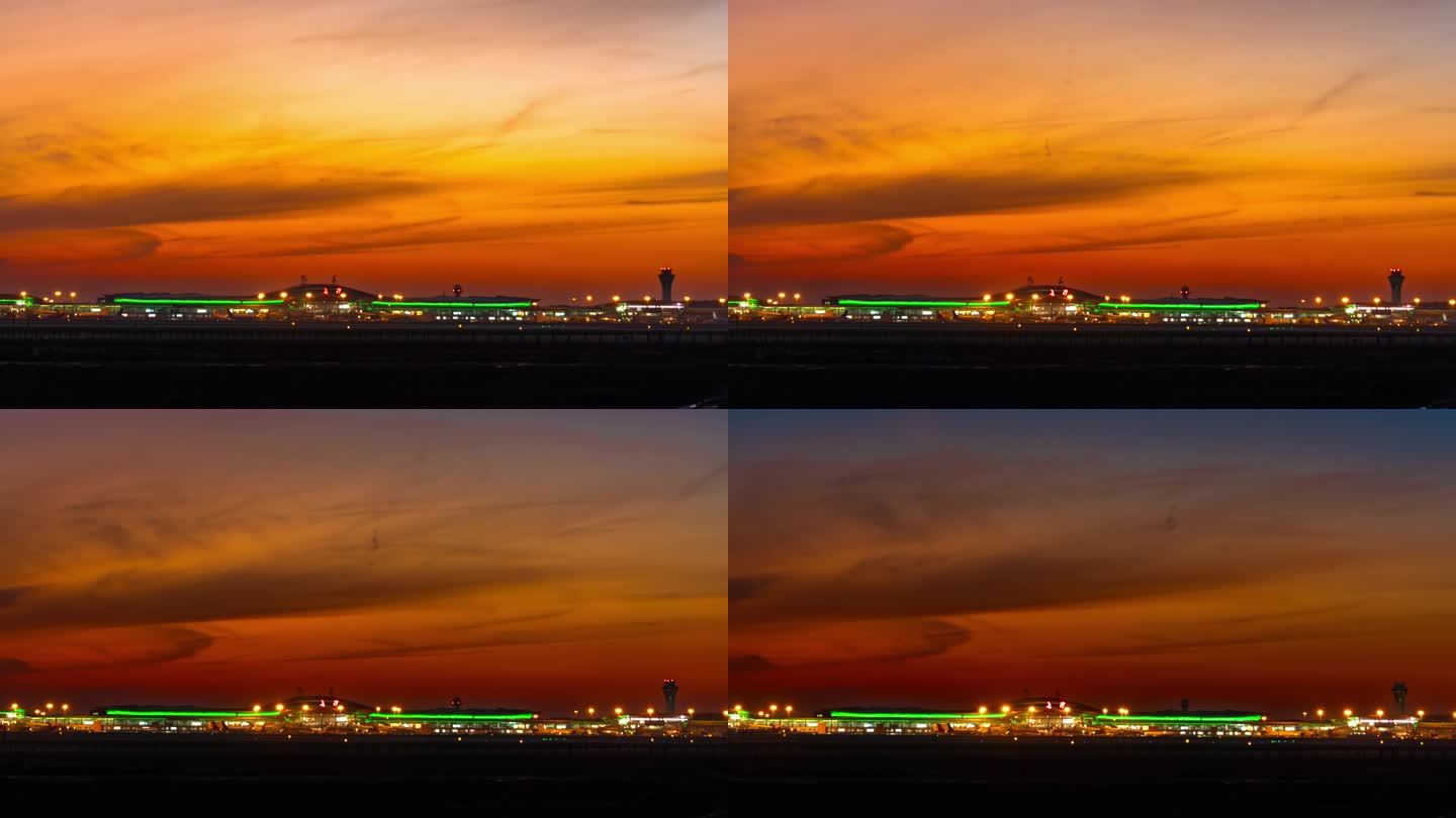 长沙黄花机场夕阳