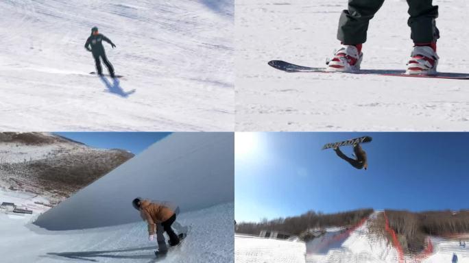 中国北京滑雪场内滑雪的游客（合集）