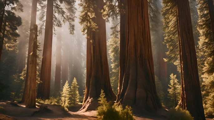 巨型红杉红杉国家公园森林高大的树林震撼