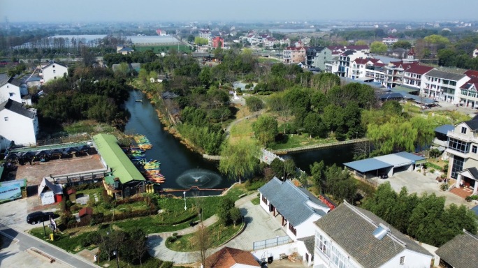 4k航拍嘉兴美丽乡村潘家浜景区