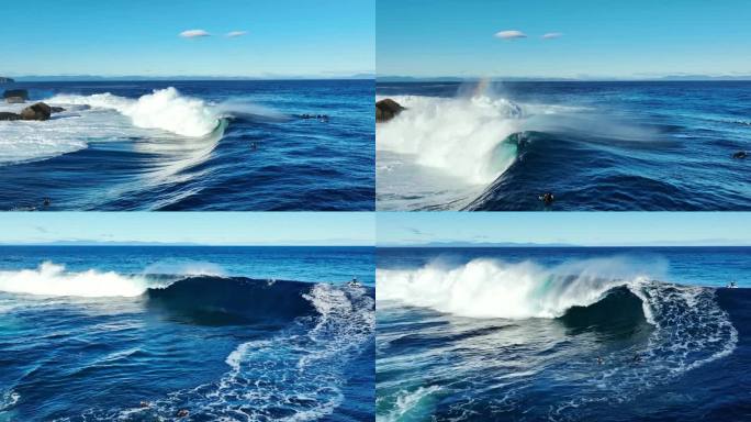 航拍气势磅礴的大海巨浪海浪翻滚