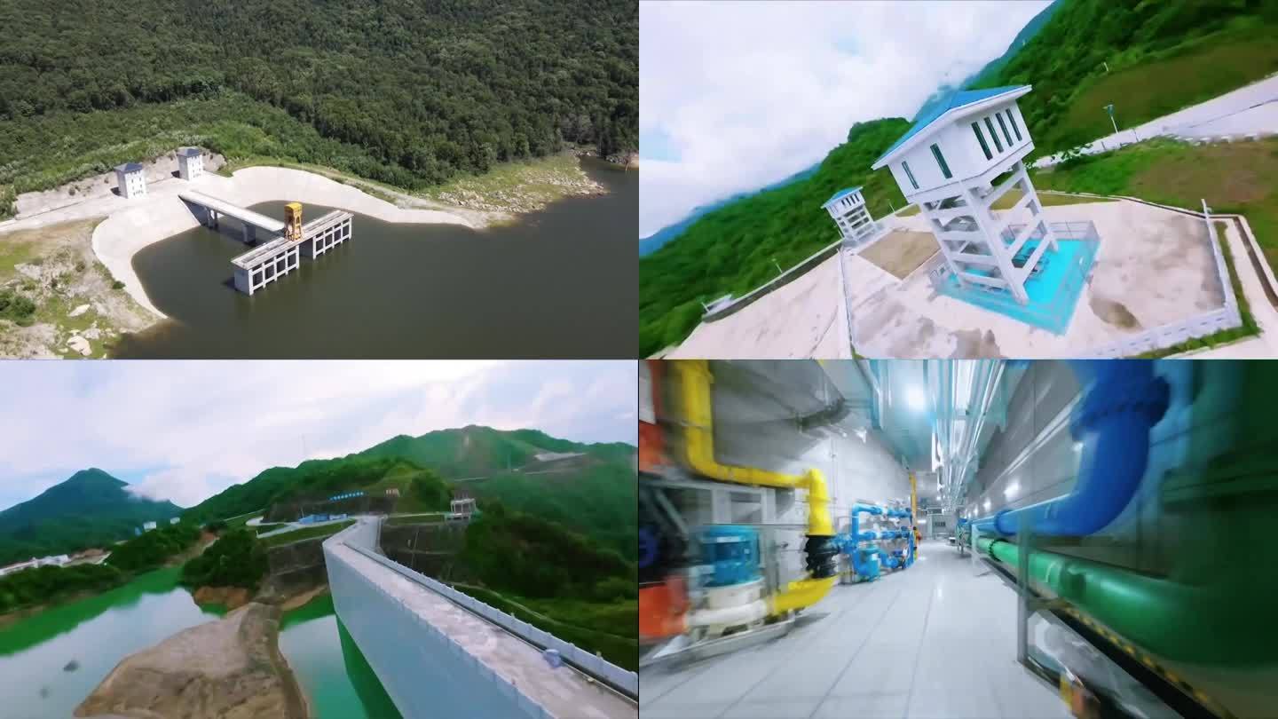 中国吉林延边敦化抽水蓄能电站外观航拍和内景穿梭（合集）
