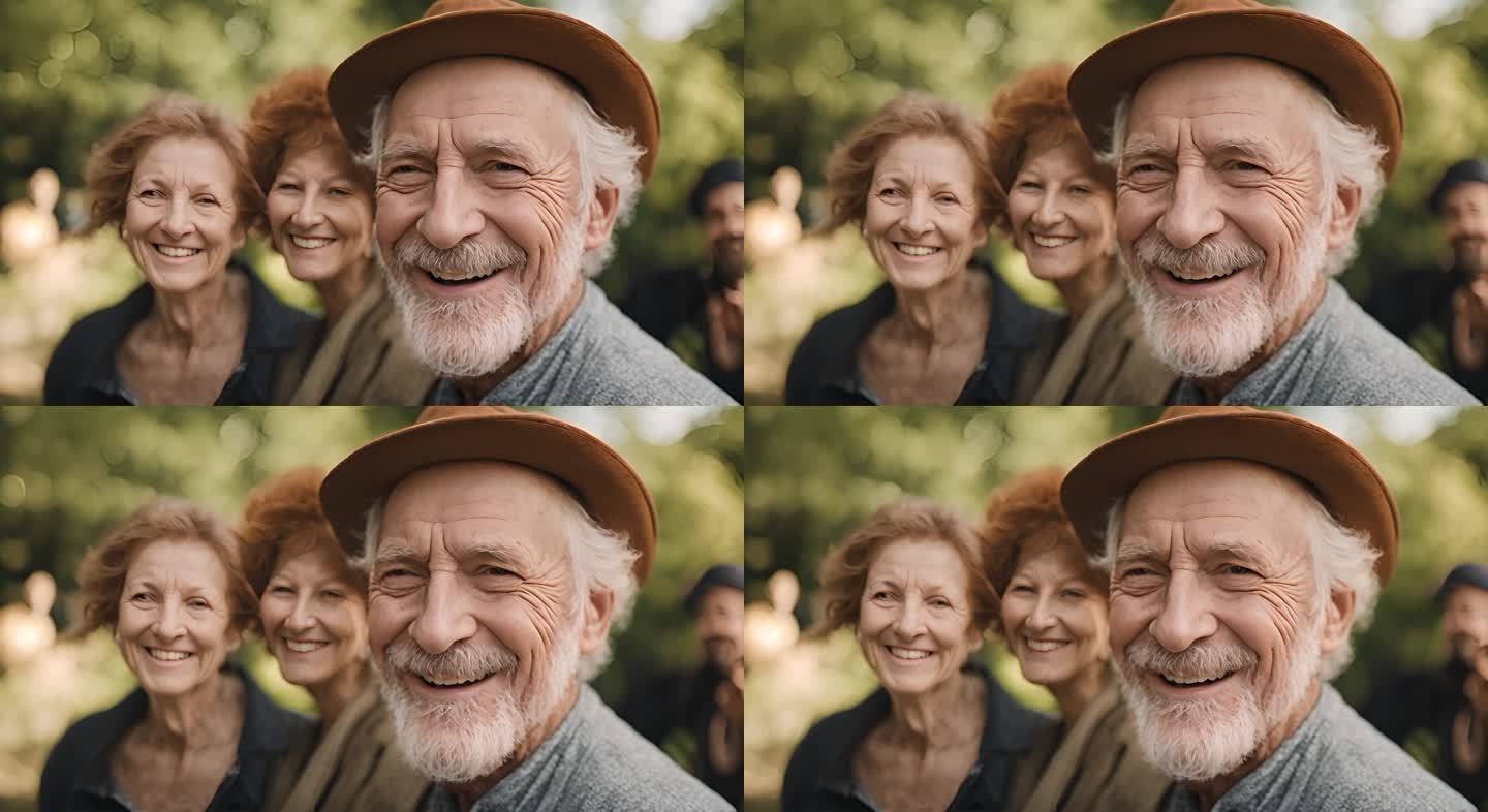 快乐的退休老人微笑着