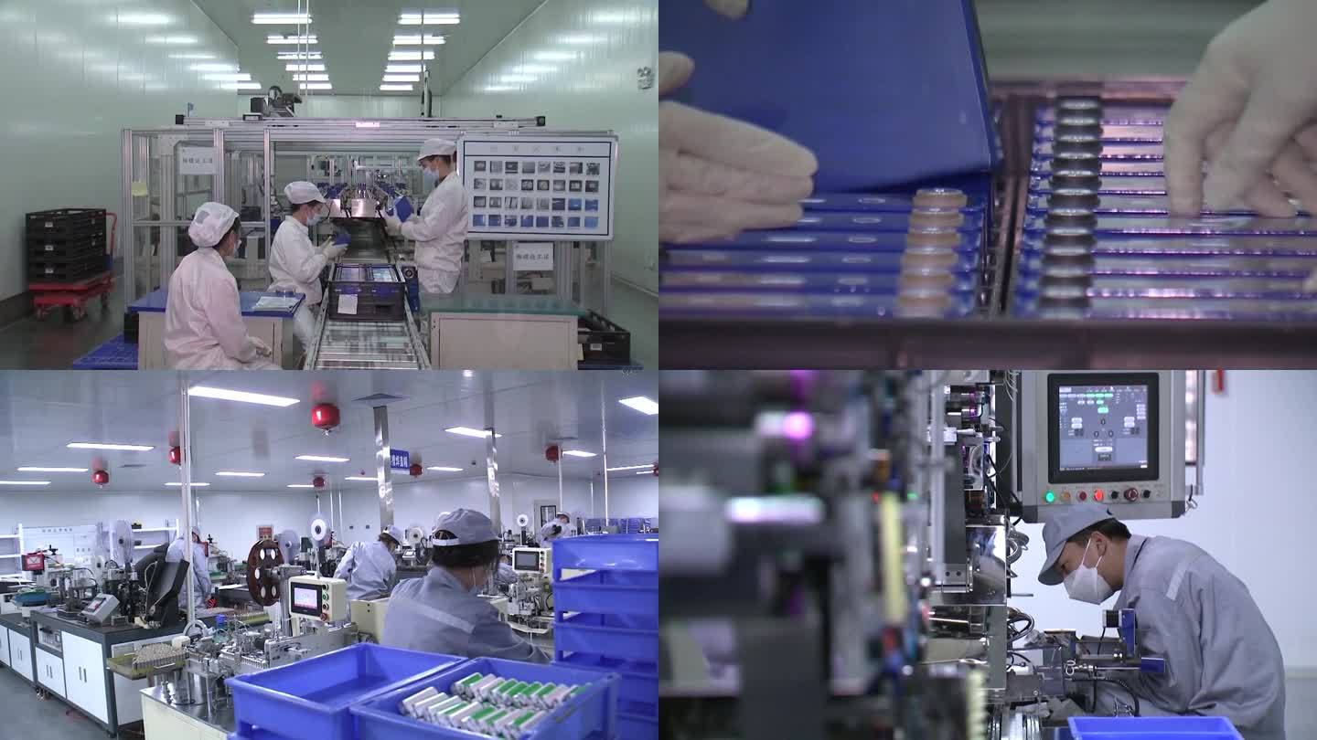中国锂电池制造工厂的工人在生产线上工作（合集）