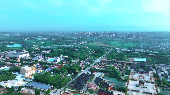 4K无人机航拍陕西西安富平县城市自然美景