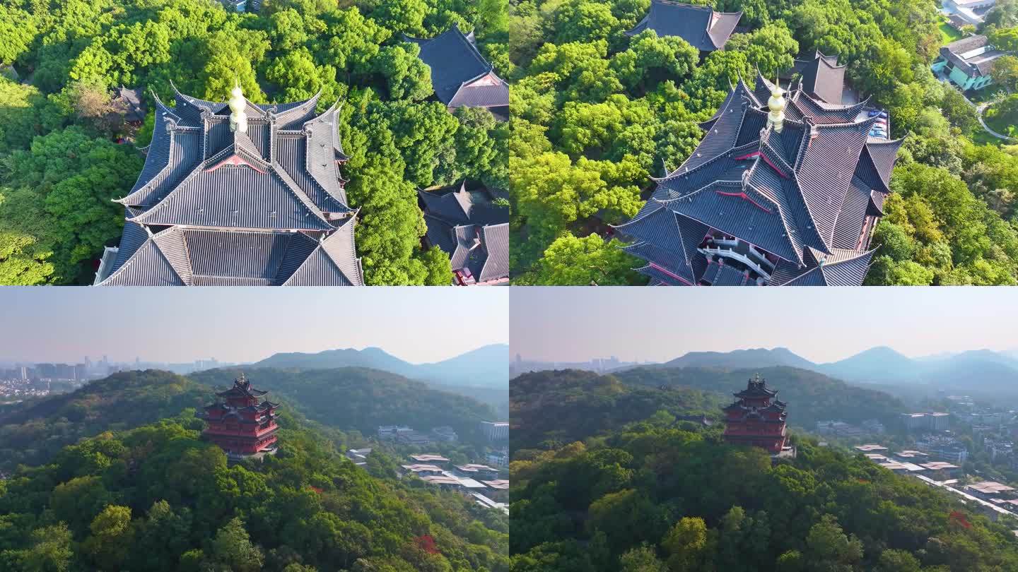 杭州城隍阁景区航拍上城区风景风光素材4