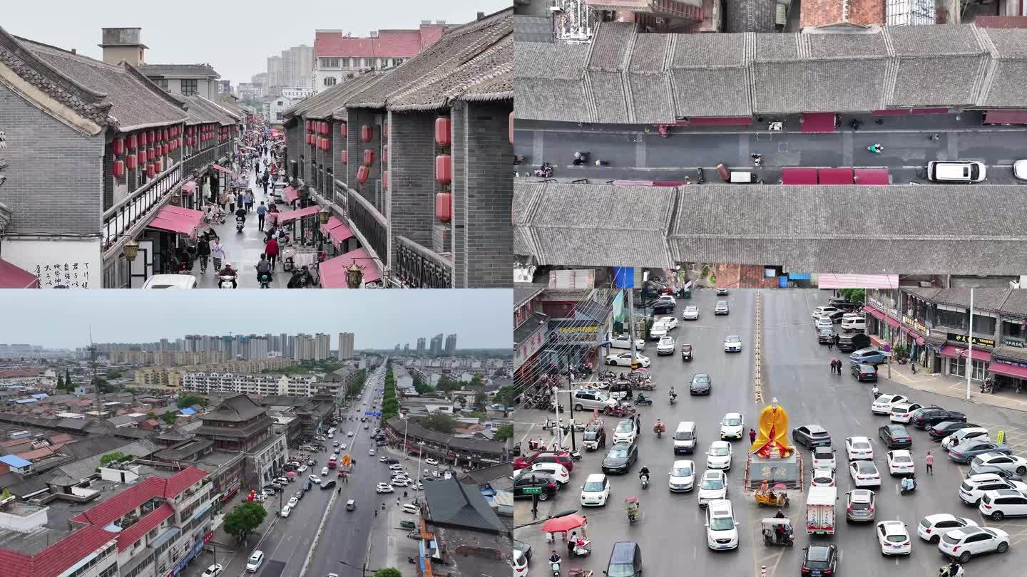 安徽亳州古城历史建筑航拍街道